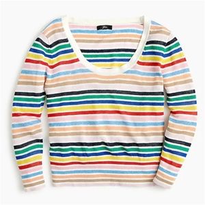 J.Crew scoopneck linen sweater in rainbow stripe